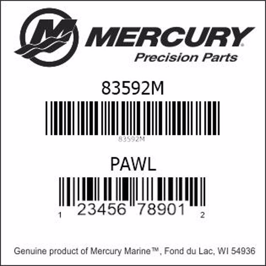 Bar codes for Mercury Marine part number 83592M