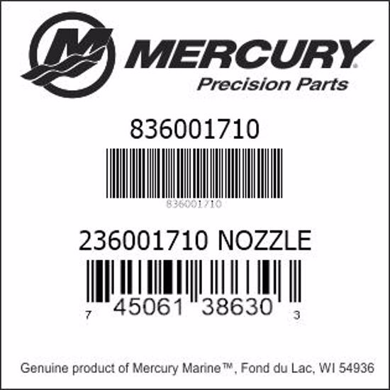 Bar codes for Mercury Marine part number 836001710