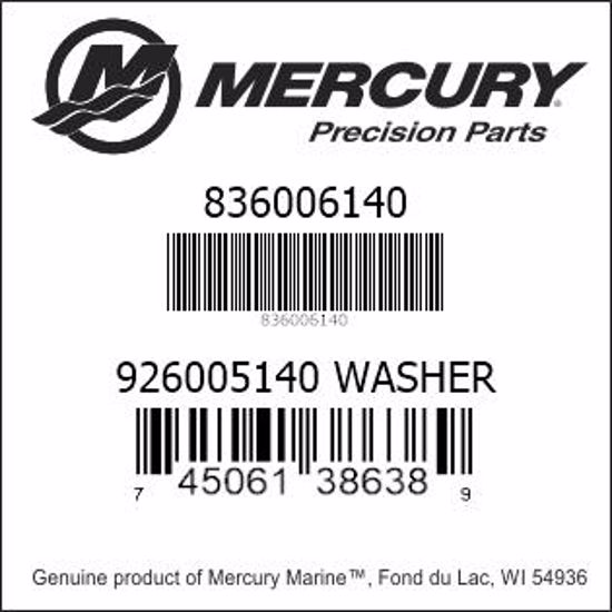 Bar codes for Mercury Marine part number 836006140
