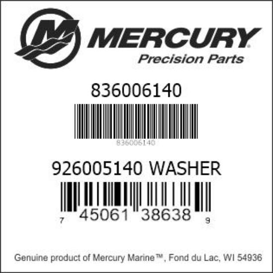 Bar codes for Mercury Marine part number 836006140