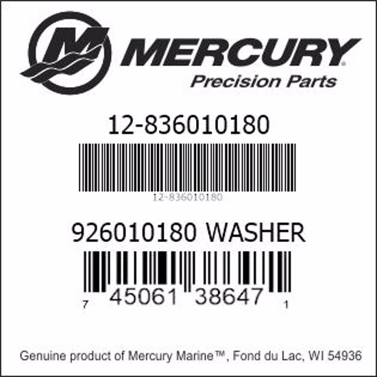 Bar codes for Mercury Marine part number 12-836010180