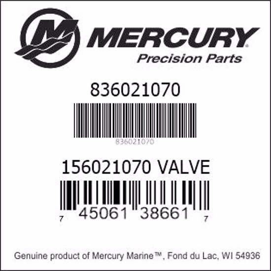 Bar codes for Mercury Marine part number 836021070