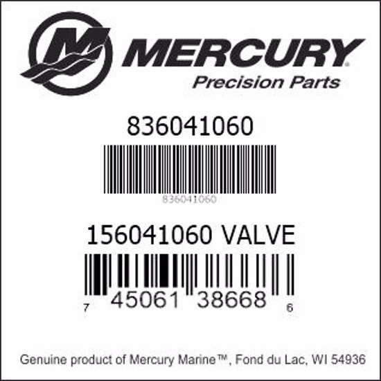 Bar codes for Mercury Marine part number 836041060