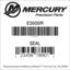 Mercury Marine part number 83606M SEAL Bar codes for Mercury Marine part number 83606M