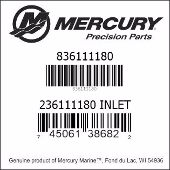 Bar codes for Mercury Marine part number 836111180