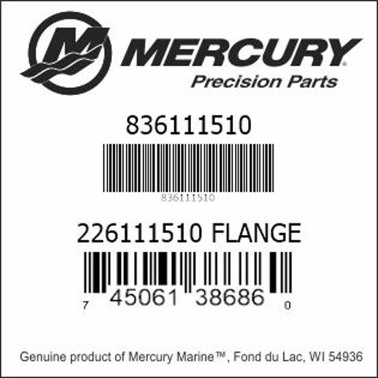Bar codes for Mercury Marine part number 836111510