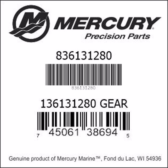 Bar codes for Mercury Marine part number 836131280