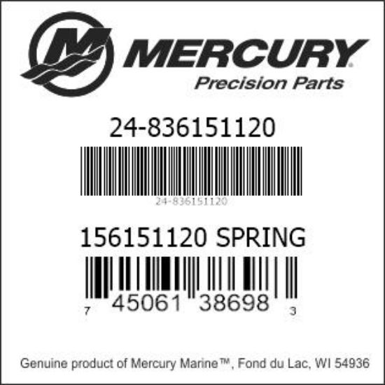 Bar codes for Mercury Marine part number 24-836151120