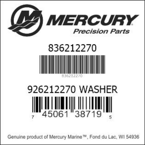 Bar codes for Mercury Marine part number 836212270