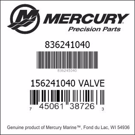 Bar codes for Mercury Marine part number 836241040