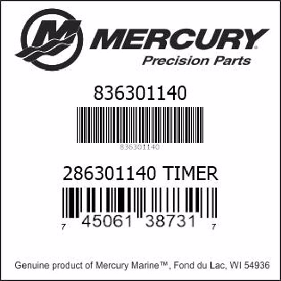 Bar codes for Mercury Marine part number 836301140