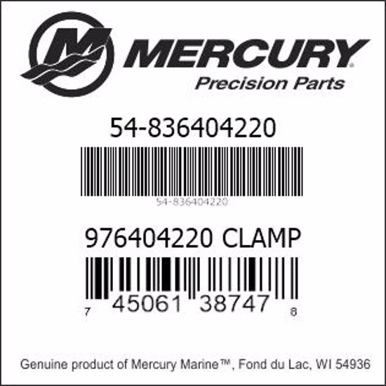 Bar codes for Mercury Marine part number 54-836404220