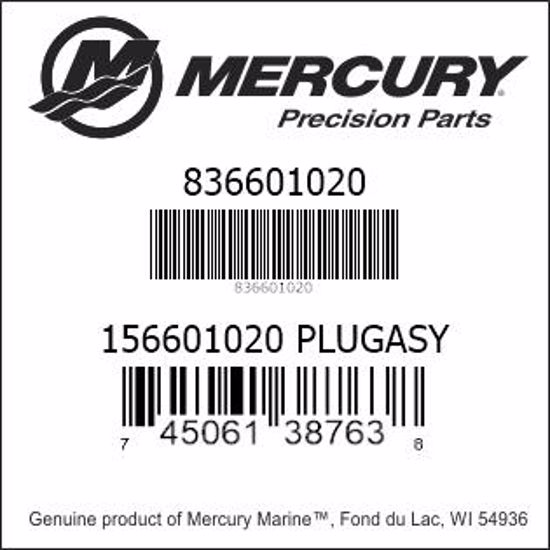 Bar codes for Mercury Marine part number 836601020