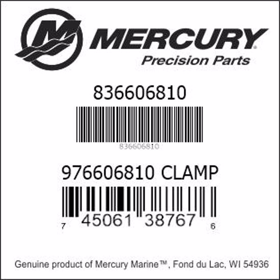 Bar codes for Mercury Marine part number 836606810