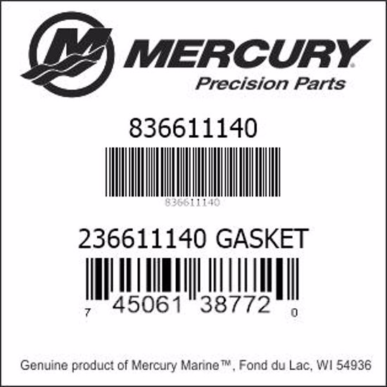 Bar codes for Mercury Marine part number 836611140