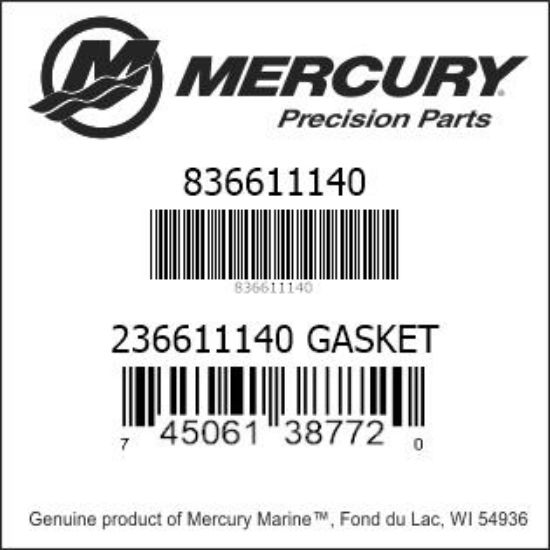 Bar codes for Mercury Marine part number 836611140