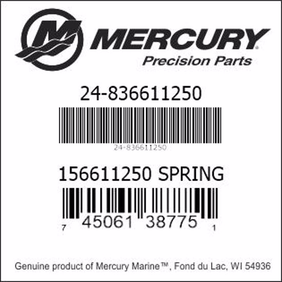 Bar codes for Mercury Marine part number 24-836611250