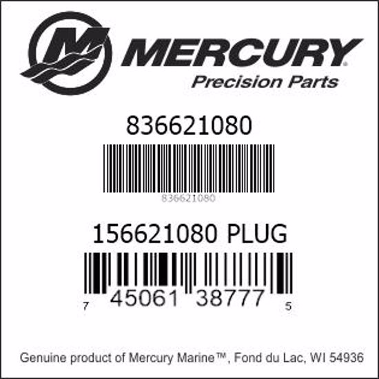 Bar codes for Mercury Marine part number 836621080