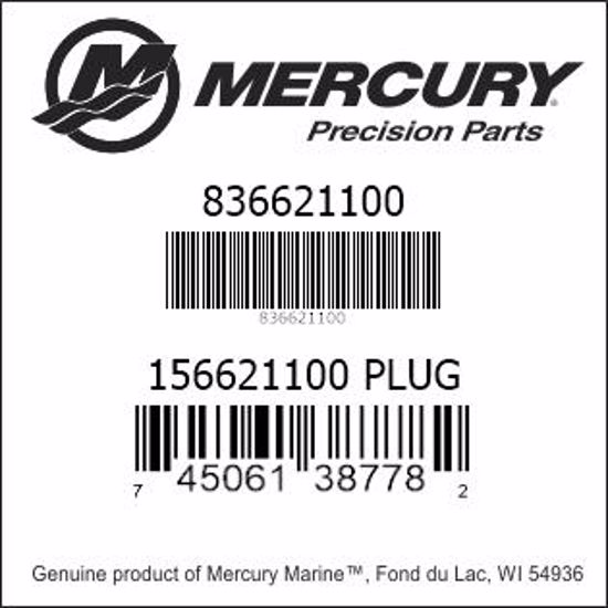 Bar codes for Mercury Marine part number 836621100