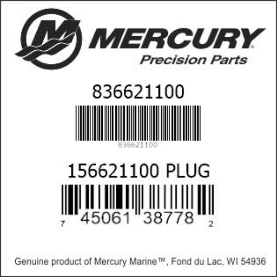 Bar codes for Mercury Marine part number 836621100