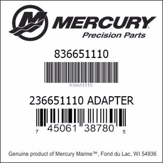 Bar codes for Mercury Marine part number 836651110