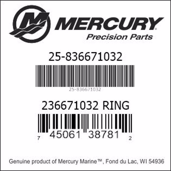 Bar codes for Mercury Marine part number 25-836671032