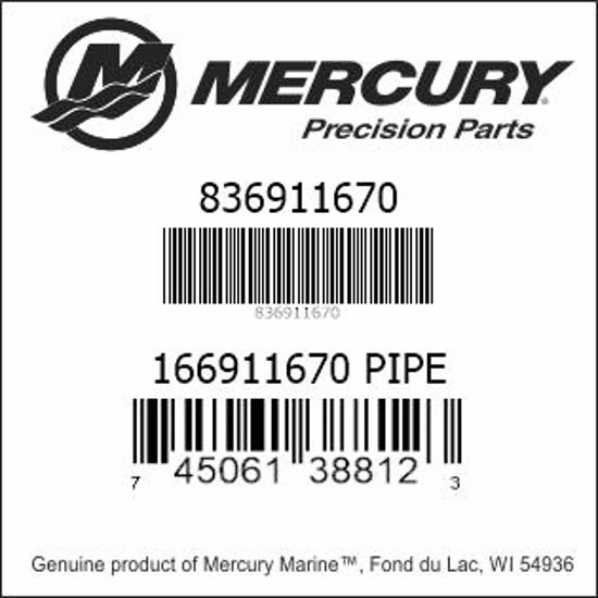 Bar codes for Mercury Marine part number 836911670