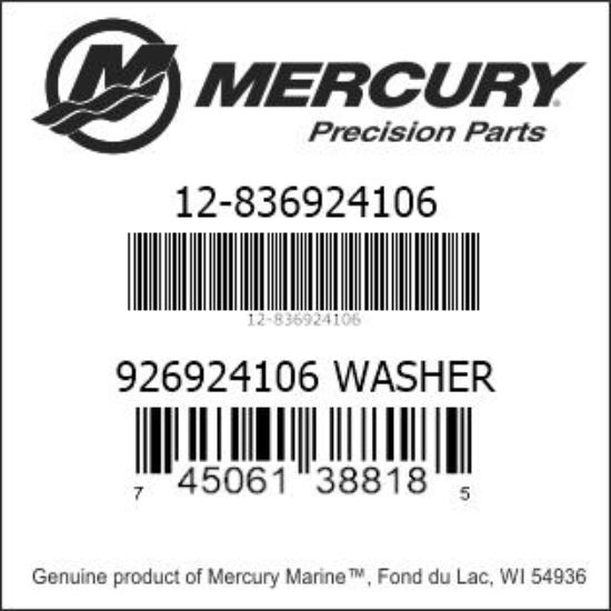 Bar codes for Mercury Marine part number 12-836924106