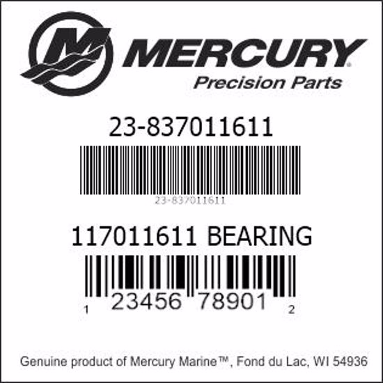 Bar codes for Mercury Marine part number 23-837011611