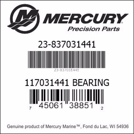 Bar codes for Mercury Marine part number 23-837031441