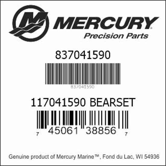 Bar codes for Mercury Marine part number 837041590