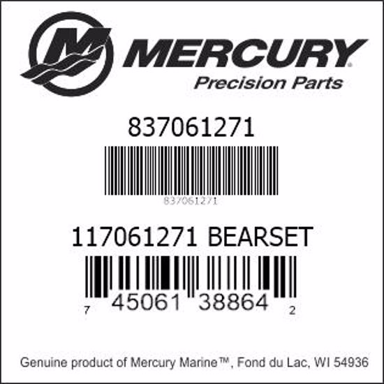 Bar codes for Mercury Marine part number 837061271