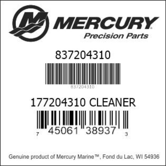 Bar codes for Mercury Marine part number 837204310