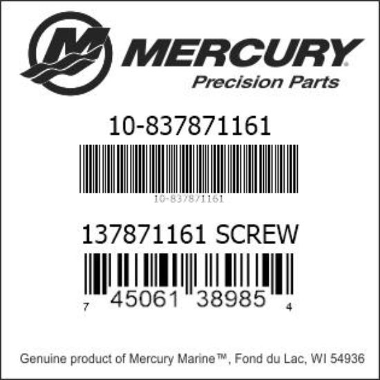 Bar codes for Mercury Marine part number 10-837871161