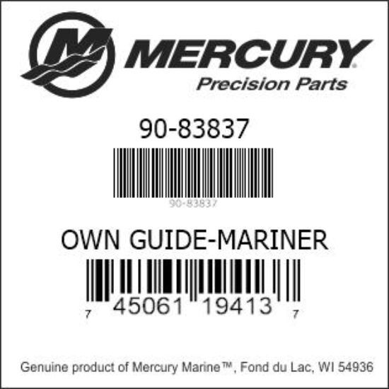 Bar codes for Mercury Marine part number 90-83837