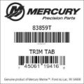 Bar codes for Mercury Marine part number 83859T