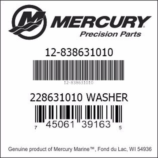 Bar codes for Mercury Marine part number 12-838631010