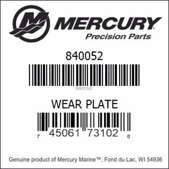 Bar codes for Mercury Marine part number 840052