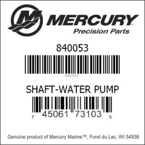 Bar codes for Mercury Marine part number 840053
