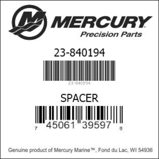 Bar codes for Mercury Marine part number 23-840194