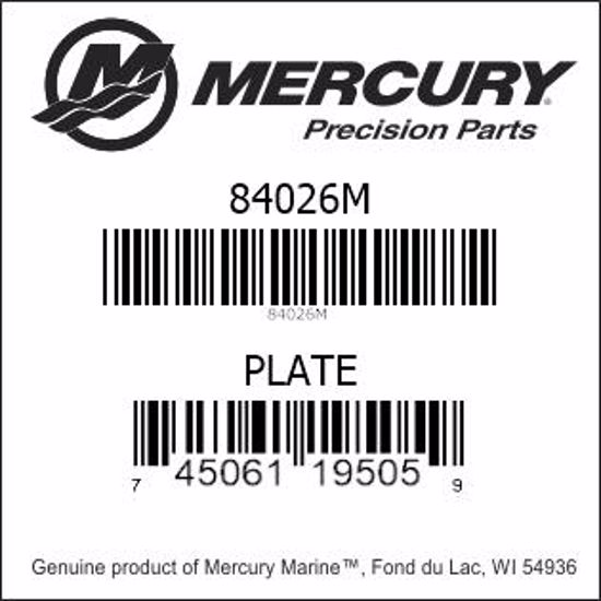 Bar codes for Mercury Marine part number 84026M