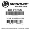 Bar codes for Mercury Marine part number 1688-840306T3