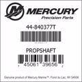 Bar codes for Mercury Marine part number 44-840377T