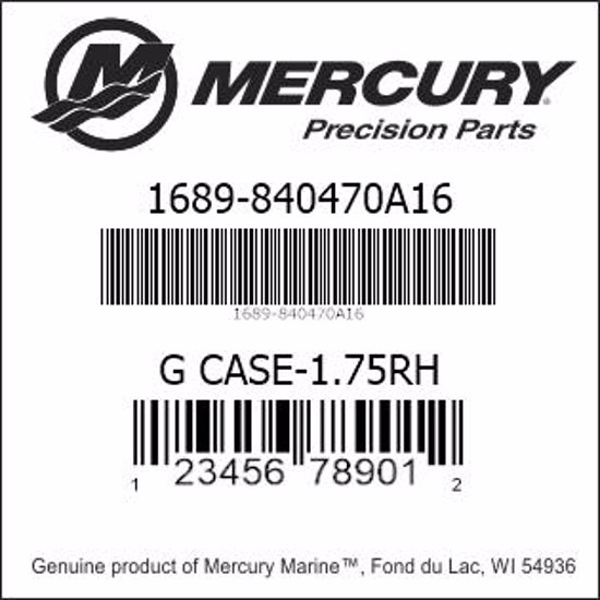 Bar codes for Mercury Marine part number 1689-840470A16