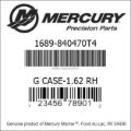 Bar codes for Mercury Marine part number 1689-840470T4