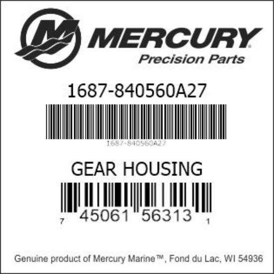 Bar codes for Mercury Marine part number 1687-840560A27