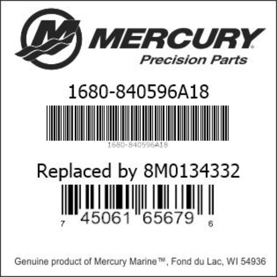 Bar codes for Mercury Marine part number 1680-840596A18