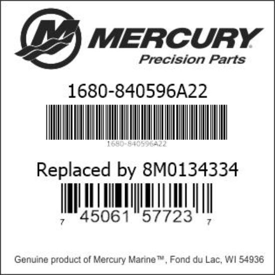 Bar codes for Mercury Marine part number 1680-840596A22