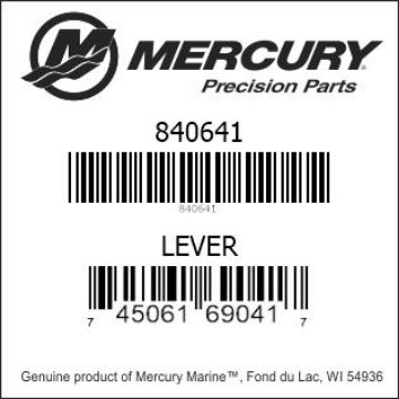 Mercury Marine part number 840641 LEVER Bar codes for Mercury Marine part number 840641