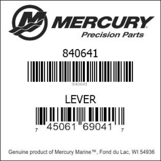 Bar codes for Mercury Marine part number 840641